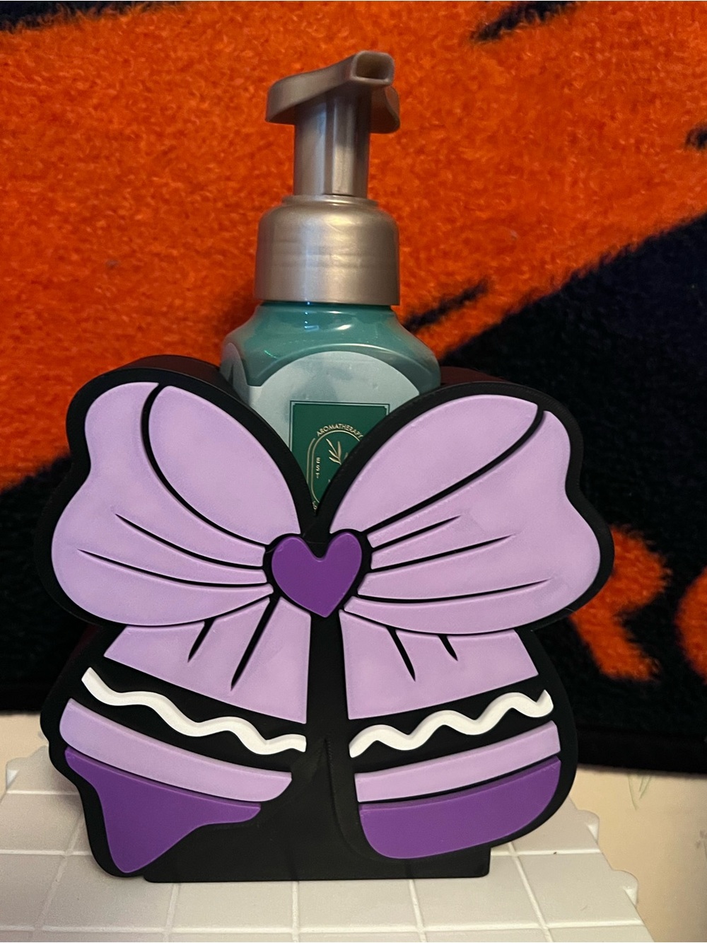 Custom Design - Purple Crayon Bow bath and body soap holder